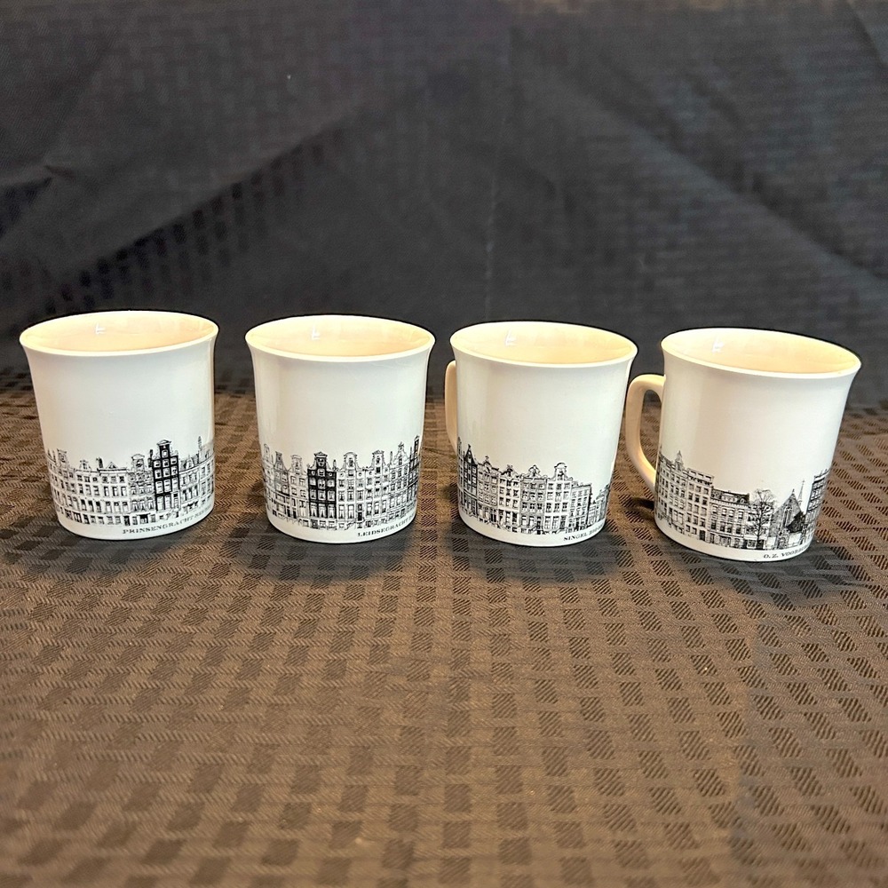 Villeroy & Boch Scenes of Amsterdam Series Porcelain Mugs Lot of 4